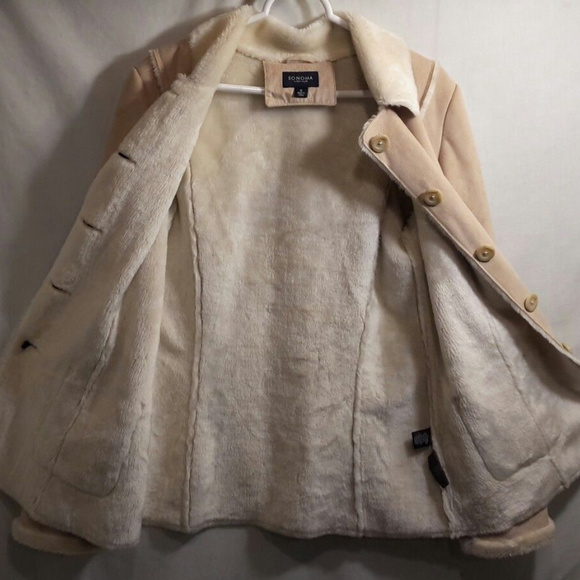 Winter Coat Jacket Suede Sherpa Faux Fur - Picture 3 of 5